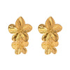 Wholesale Stainless Steel Geometric Double Flower Electroplated Women's Earrings Fashion Light Luxury Style