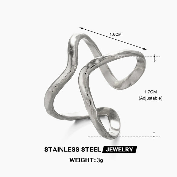 Wholesale Stainless Steel Geometric Double Layer Line Design Electroplated Ring For Women