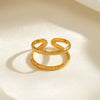Wholesale Stainless Steel Geometric Double Layer Opening Adjustable Ring For Women With 18K Gold Plated Electroplating In Ins Style