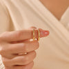 Wholesale Stainless Steel Geometric Double Layer Opening Adjustable Ring For Women With 18K Gold Plated Electroplating In Ins Style
