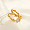 Wholesale Stainless Steel Geometric Double Layer Opening Adjustable Ring For Women With 18K Gold Plated Electroplating In Ins Style