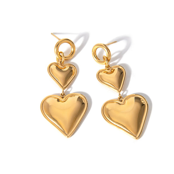 Wholesale Stainless Steel Geometric Double Love Earrings Jewelry With Electroplating