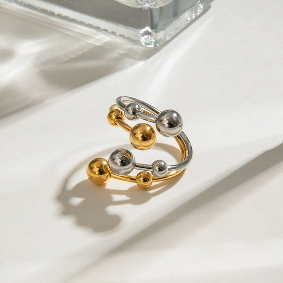 Wholesale Stainless Steel Geometric Double Opening Ring With Gold And Silver Color Matching And Electroplating