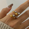 Wholesale Stainless Steel Geometric Double Opening Ring With Gold And Silver Color Matching And Electroplating