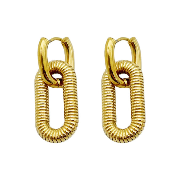 Wholesale Stainless Steel Geometric Double Ring Earrings 14K Gold Plated