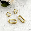 Wholesale Stainless Steel Geometric Double Ring Earrings 14K Gold Plated