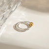 Wholesale Stainless Steel Geometric Double Ring Retro Women's Ring With Electroplating