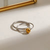 Wholesale Stainless Steel Geometric Double Ring Retro Women's Ring With Electroplating