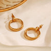 Wholesale Stainless Steel Geometric Double Round Earrings With Electroplating Design For Women