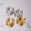 Wholesale Stainless Steel Geometric Double Twist Oval Earrings With Electroplating For Women