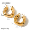 Wholesale Stainless Steel Geometric Double Twist Oval Earrings With Electroplating For Women