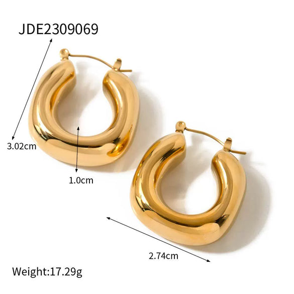 Wholesale Stainless Steel Geometric Double Twist Oval Earrings With Electroplating For Women