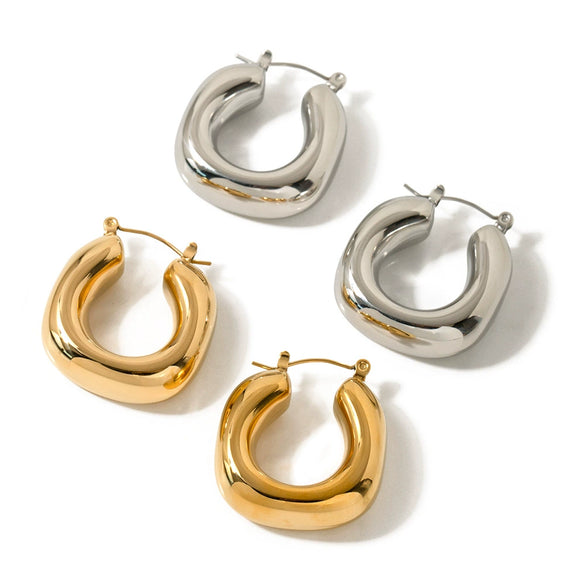 Wholesale Stainless Steel Geometric Double Twist Oval Earrings With Electroplating For Women