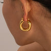 Wholesale Stainless Steel Geometric Double Twist Oval Earrings With Electroplating For Women