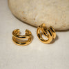 Wholesale Stainless Steel Geometric Doublelayer Ear Clip Earrings With Electroplating French Retro Design