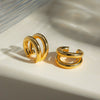 Wholesale Stainless Steel Geometric Doublelayer Ear Clip Earrings With Electroplating French Retro Design