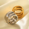 Wholesale Stainless Steel Geometric Doublelayer Ring Electroplated Hand Jewelry For Women