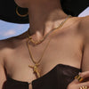 Wholesale Stainless Steel Geometric Doublelayer Stacked Necklace With Dancing Girl Pendant For Women Electroplated Luxury Style