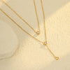 Wholesale Stainless Steel Geometric Doublelayer Tassel Fashion Necklace With Electroplating