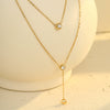 Wholesale Stainless Steel Geometric Doublelayer Tassel Fashion Necklace With Electroplating