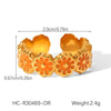 Wholesale Stainless Steel Geometric Dripping Oil Daisy Open Ring Women's Jewelry