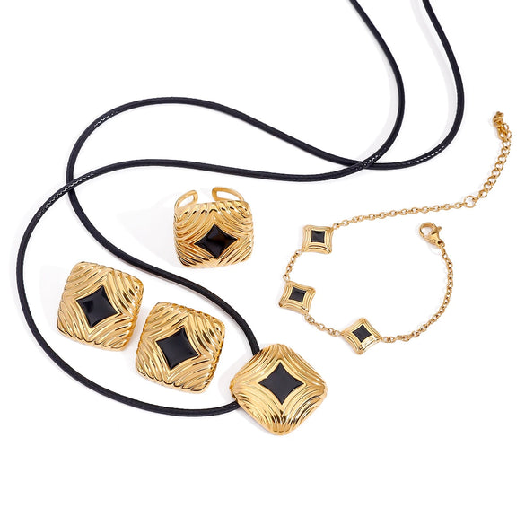 Wholesale Stainless Steel Geometric Drop Oil Earrings With Electroplating Treatment For Women