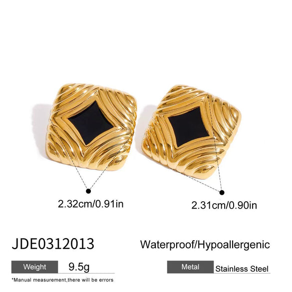 Wholesale Stainless Steel Geometric Drop Oil Earrings With Electroplating Treatment For Women