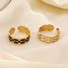 Wholesale Stainless Steel Geometric Drop Oil Opening Ring For Women 18K Gold Plated