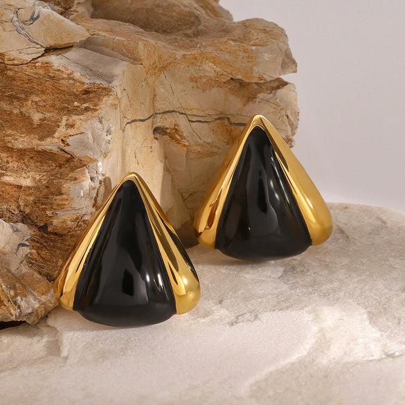 Wholesale Stainless Steel Geometric Drop Oil Triangle Earrings With Electroplating And Original Design For Women