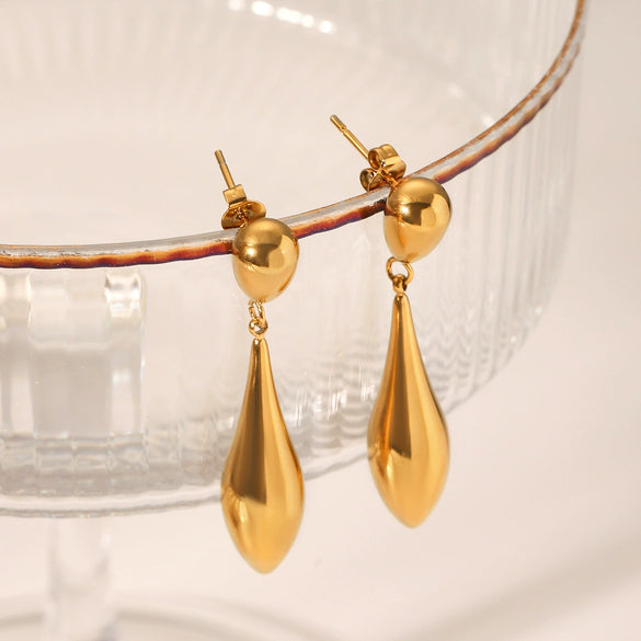 Wholesale Stainless Steel Geometric Drop Shape Electroplated Women's Earrings