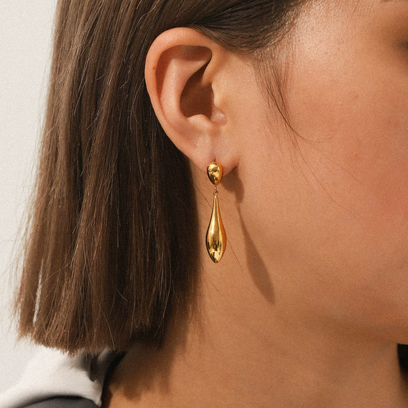 Wholesale Stainless Steel Geometric Drop Shape Electroplated Women's Earrings