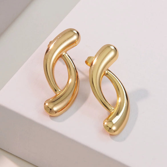 Wholesale Stainless Steel Geometric Drop Shape Line Earrings For Women Electroplated Minimalist Style