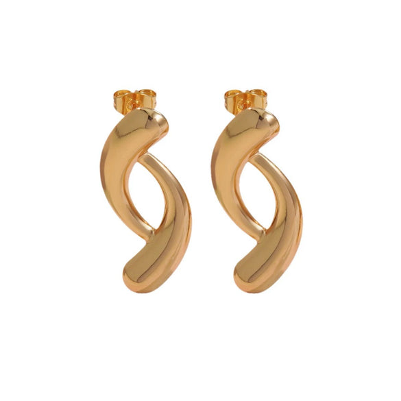 Wholesale Stainless Steel Geometric Drop Shape Line Earrings For Women Electroplated Minimalist Style