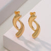 Wholesale Stainless Steel Geometric Drop Shape Line Earrings For Women Electroplated Minimalist Style