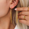 Wholesale Stainless Steel Geometric Drop Shape Tassel Long Earrings With Electroplating For Women Light Luxury Style Colorpreserving