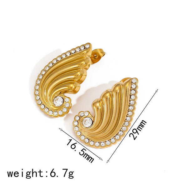 Wholesale Stainless Steel Geometric Drop Shape Zircon Earrings For Women