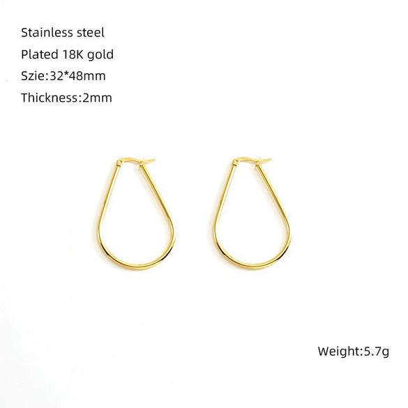Wholesale 316L Stainless Steel Geometric Drop Shaped Women's Earrings With Electroplating