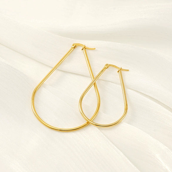 Wholesale 316L Stainless Steel Geometric Drop Shaped Women's Earrings With Electroplating