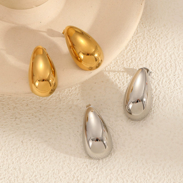 Wholesale Stainless Steel Geometric Dropshaped Electroplated Earrings For Women