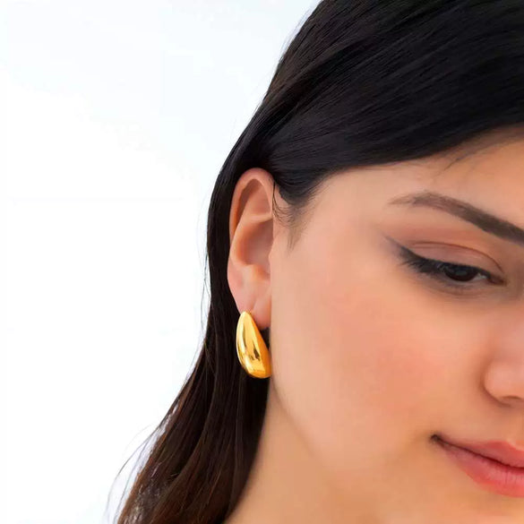 Wholesale Stainless Steel Geometric Dropshaped Electroplated Earrings For Women