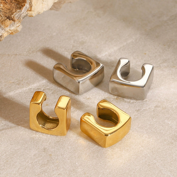 Wholesale Stainless Steel Geometric Ear Clip Earrings Electroplated Minimalist Jewelry For Women