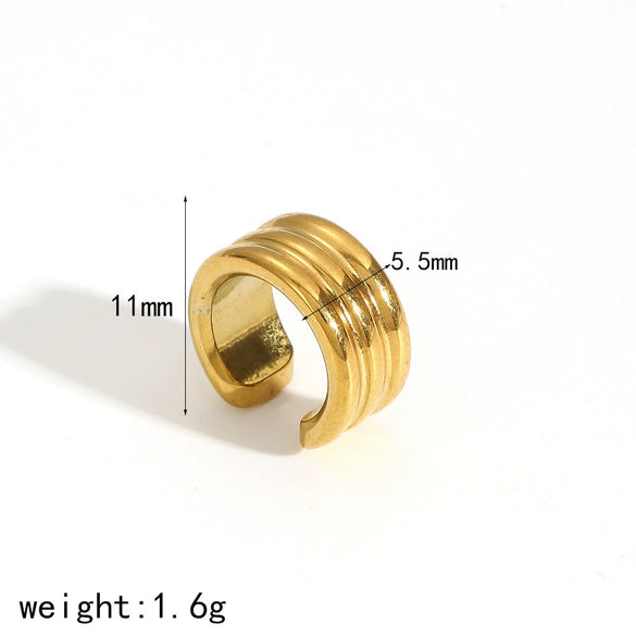 Wholesale Stainless Steel Geometric Ear Clip Earrings With Electroplating And Niche Personality Design