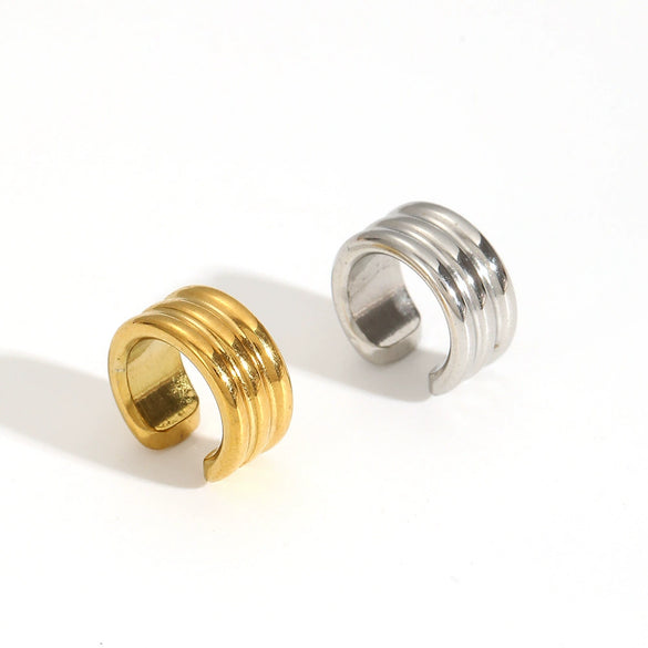 Wholesale Stainless Steel Geometric Ear Clip Earrings With Electroplating And Niche Personality Design