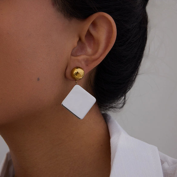 Wholesale Stainless Steel Geometric Earrings Electroplated Light Luxury Design For Women