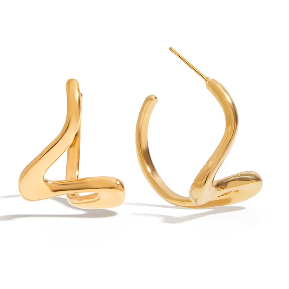 Wholesale Stainless Steel Geometric Earrings For Women Light Luxury Niche Design Electroplated Ear Studs Without Fading