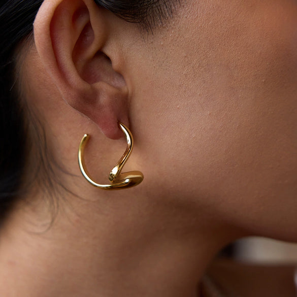 Wholesale Stainless Steel Geometric Earrings For Women Light Luxury Niche Design Electroplated Ear Studs Without Fading