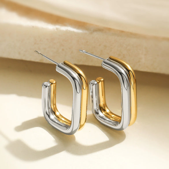 Wholesale Stainless Steel Geometric Earrings For Women With Electroplating Design