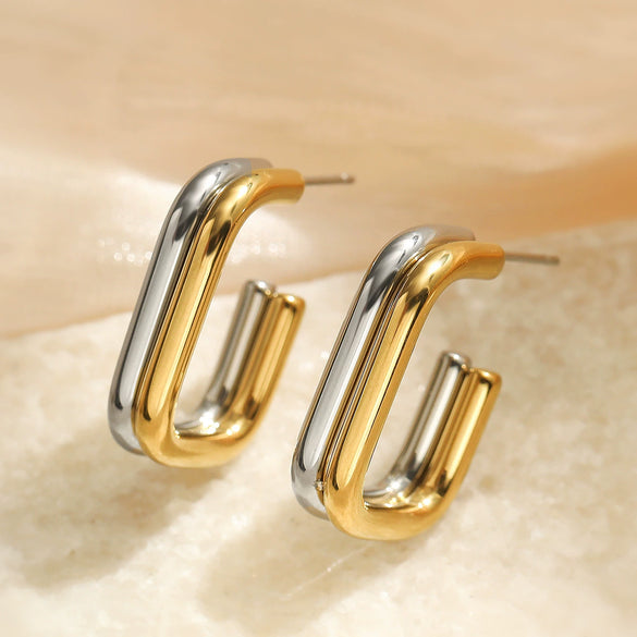 Wholesale Stainless Steel Geometric Earrings For Women With Electroplating Design