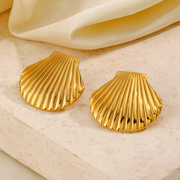 Wholesale Stainless Steel Geometric Earrings 18K Gold Plated Hip Hop Style