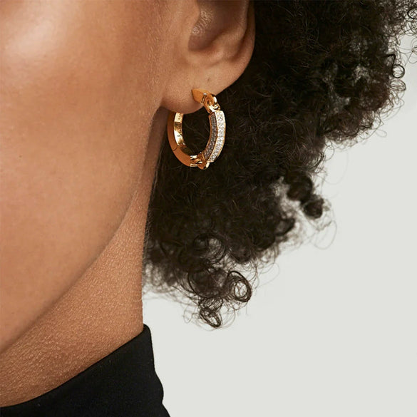 Wholesale Stainless Steel Geometric Earrings With Diamond Inlay And Electroplating For Women